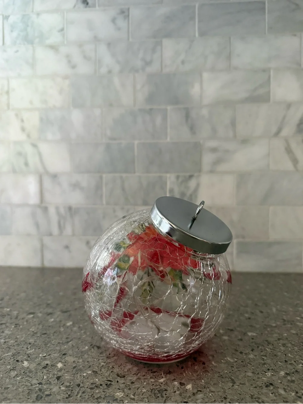 Glass Poinsettia Lighted Holiday Ornament - Red
